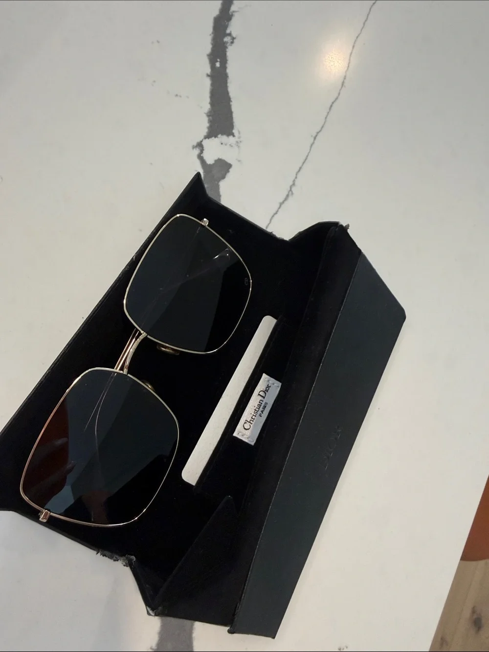 Dior Men's Gold Frame Sunglasses with Black Lenses